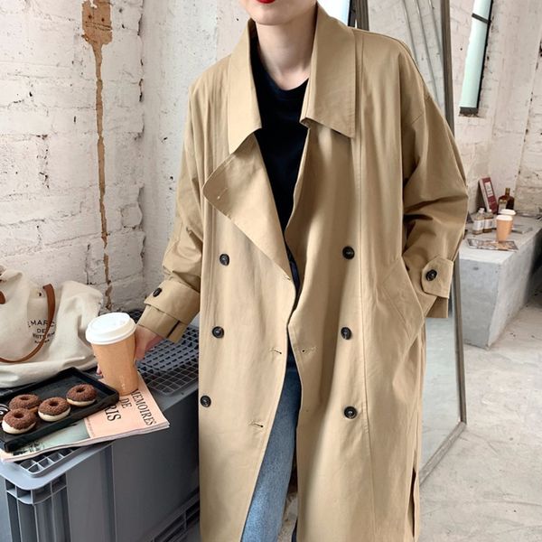 2021 spring new minimalist ladies long-sleeved double-breasted khaki windbreaker korean style loose overcoats trench coat, Black;brown
2021 spring new minimalist ladies long-sleeved double-breasted khaki windbreaker korean style loose overcoats trench coat, Black;brown