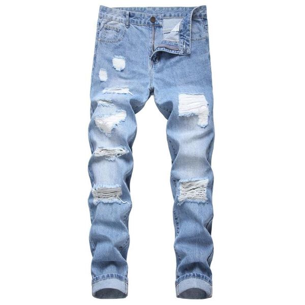 men's jeans light blue dali men's ripped straight-leg slim-fit non-stretch denim trousers
men's jeans light blue dali men's ripped straight-leg slim-fit non-stretch denim trousers