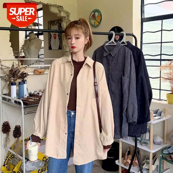 Spring Autumn Shirts Women Blouse Coat Loose Mid-length Corduroy Top Spring 2021 New Korean Lazy Long Sleeve Shirt Tops #9p5Q, White
Spring Autumn Shirts Women Blouse Coat Loose Mid-length Corduroy Top Spring 2021 New Korean Lazy Long Sleeve Shirt Tops #9p5Q, White