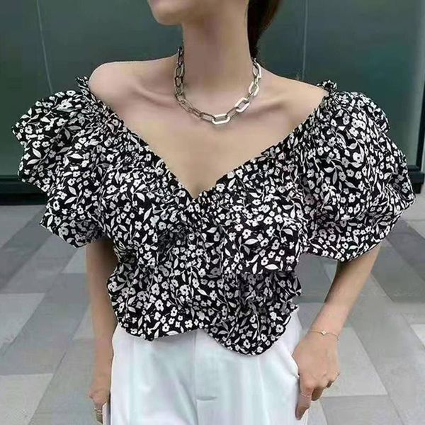 women's polos hit color loose blouses for women v neck puff short sleeve female black casual shirt summer clothing style, White
women's polos hit color loose blouses for women v neck puff short sleeve female black casual shirt summer clothing style, White