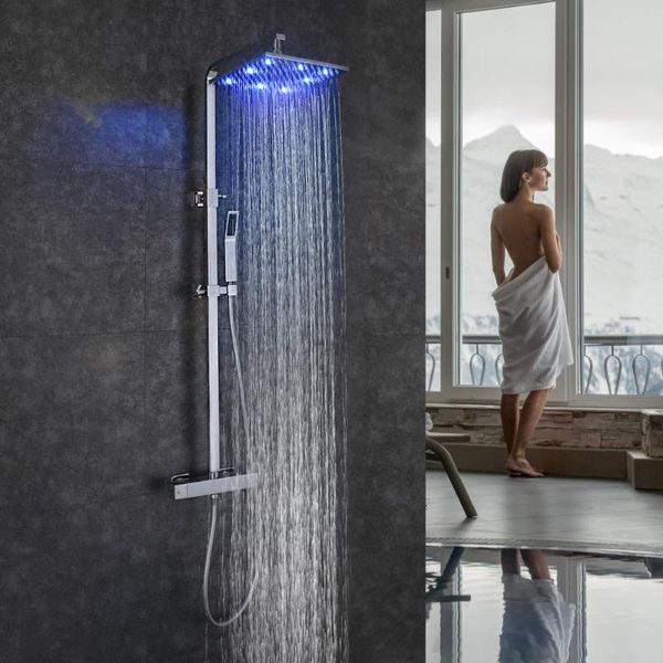 skowll bathroom shower system wall mounted led rainfall shower set tap thermostat faucet bath mixer
skowll bathroom shower system wall mounted led rainfall shower set tap thermostat faucet bath mixer