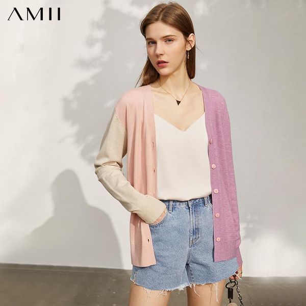 women's knits & tees amii minimalism spring coat fashion patchwork vneck full sleeve female knitted causal women 12140357, White
women's knits & tees amii minimalism spring coat fashion patchwork vneck full sleeve female knitted causal women 12140357, White