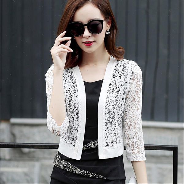 women lace cardigan floral long sleeve blouse summer short beach cover up ladies shirts loose blusas, White
women lace cardigan floral long sleeve blouse summer short beach cover up ladies shirts loose blusas, White