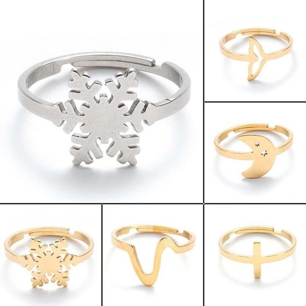 korean girls stainless steel snowflake ring simple cross moon fish tail ring, Silver
korean girls stainless steel snowflake ring simple cross moon fish tail ring, Silver