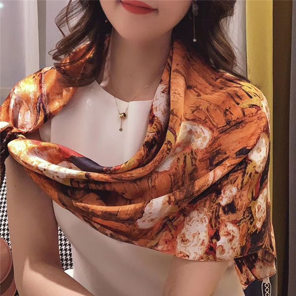 21ins japanese and korean brocade satin square scarf new 90 simulation silk oil painting niche printed, Blue;gray
21ins japanese and korean brocade satin square scarf new 90 simulation silk oil painting niche printed, Blue;gray