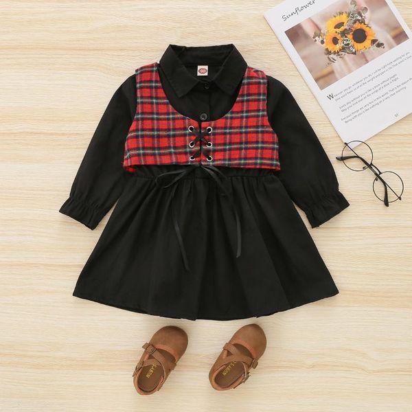 girl's dresses autumn 2pcs baby girls casual clothing sets toddlers black solid color long sleeve collared dress plaid printed pattern, Red;yellow
girl's dresses autumn 2pcs baby girls casual clothing sets toddlers black solid color long sleeve collared dress plaid printed pattern, Red;yellow