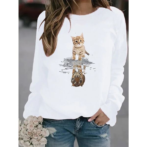 tiger pattern women's fashion 3d printing short slim t-shirt autumn long sleeve round neck basic casual, White
tiger pattern women's fashion 3d printing short slim t-shirt autumn long sleeve round neck basic casual, White
