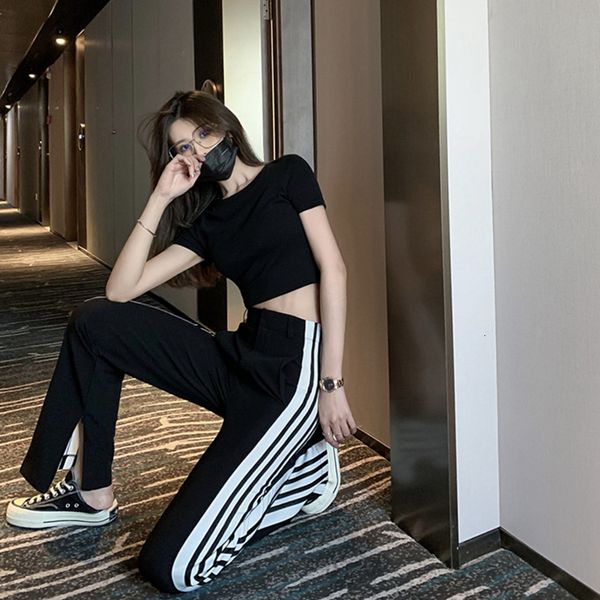 2021 hong kong high-waist style slouchy legged pants for women loose stripe stripes black floor slouching slacks straight tb19, Black;white
2021 hong kong high-waist style slouchy legged pants for women loose stripe stripes black floor slouching slacks straight tb19, Black;white