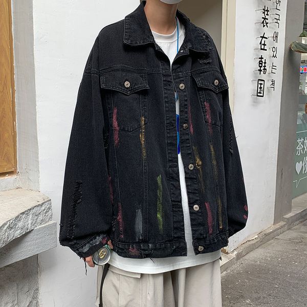 2021 new cotton graffiti men's fashion casual retro ripped denim jackets mens streetwear korean hip-hop bomber jacket men omsi, Black;brown
2021 new cotton graffiti men's fashion casual retro ripped denim jackets mens streetwear korean hip-hop bomber jacket men omsi, Black;brown