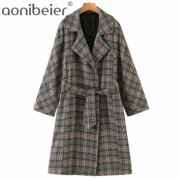 women's wool & blends aonibeier checked jacket autumn winter long sleeve notched collar belted women casual longline plaid coat trench, Black
women's wool & blends aonibeier checked jacket autumn winter long sleeve notched collar belted women casual longline plaid coat trench, Black