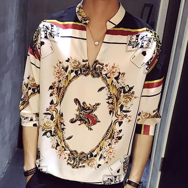 men's casual shirts 2021 arrival fashion brand clothing v-neck men shirt summer loose medium printing collar cotton, White;black
men's casual shirts 2021 arrival fashion brand clothing v-neck men shirt summer loose medium printing collar cotton, White;black