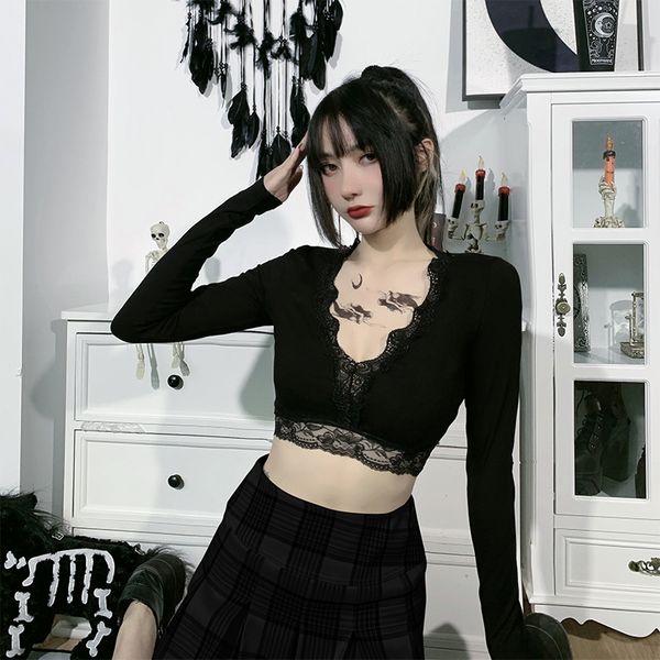 vinatge slim solid tshirt women gothic v neck long sleeve splice lace crop fashion streetwear bodycon club, White
vinatge slim solid tshirt women gothic v neck long sleeve splice lace crop fashion streetwear bodycon club, White