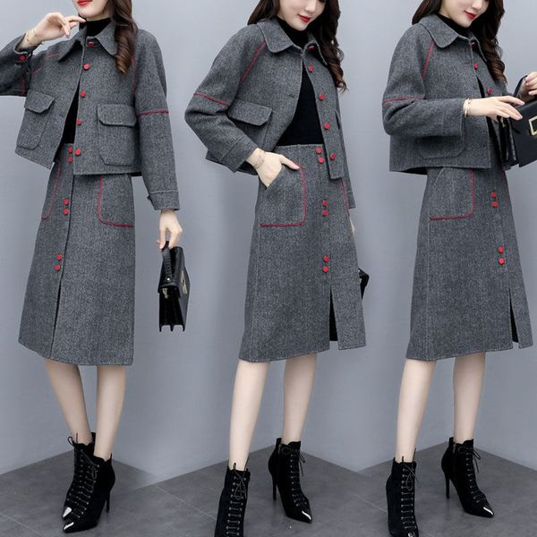 desk ladies two plaid pieces tweed female jacket women's suit chic blazer skirt y366 suits 7v6y, Black;gray
desk ladies two plaid pieces tweed female jacket women's suit chic blazer skirt y366 suits 7v6y, Black;gray