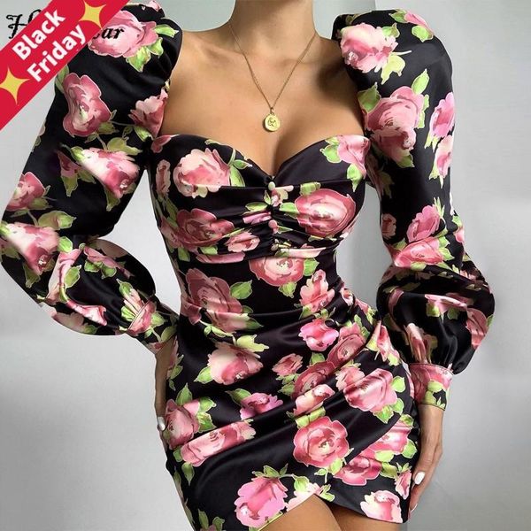 casual dresses hugcitar 2021 rose floral print long puff sleeve ruched mini dress autumn winter women party elegant streetwear outfits, Black;gray
casual dresses hugcitar 2021 rose floral print long puff sleeve ruched mini dress autumn winter women party elegant streetwear outfits, Black;gray