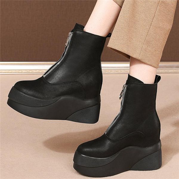 boots casual shoes women genuine leather wedges high heel ankle female round toe fashion sneakers platform oxfords shoe, Black
boots casual shoes women genuine leather wedges high heel ankle female round toe fashion sneakers platform oxfords shoe, Black