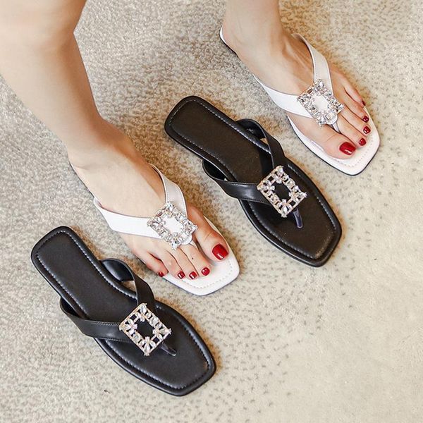 slippers flat shoes female low rubber flip flops hawaiian fabric pu, Black