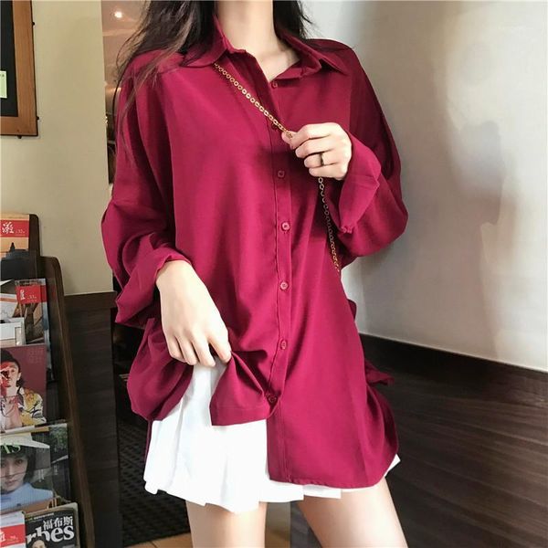 women lapel casual blouse fashion bat breasted solid color long sleeve shirt spring summer loose thin shirts female streetwear women's, White
women lapel casual blouse fashion bat breasted solid color long sleeve shirt spring summer loose thin shirts female streetwear women's, White