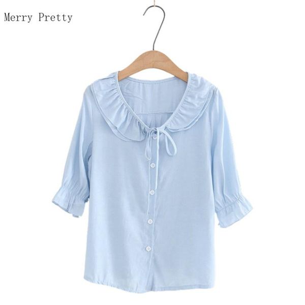 women's blouses & shirts solid blue ruffles collar blouse and 2021 summer arrival women cotton short sleeve shirt single-breasted lace, White
women's blouses & shirts solid blue ruffles collar blouse and 2021 summer arrival women cotton short sleeve shirt single-breasted lace, White