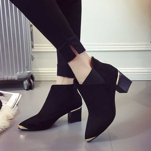 boots fashion women short ankle autumn pointed metal elegant casual shoes woman, Black
boots fashion women short ankle autumn pointed metal elegant casual shoes woman, Black