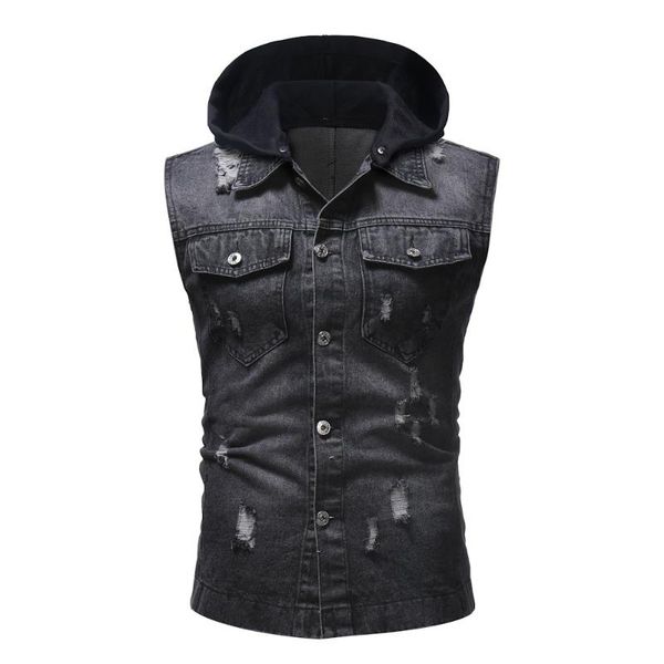 men's t-shirts 2021 clothing spring and summer arrivals hole decoration button hooded sleeveless denim vest fashion casual top, White;black
men's t-shirts 2021 clothing spring and summer arrivals hole decoration button hooded sleeveless denim vest fashion casual top, White;black