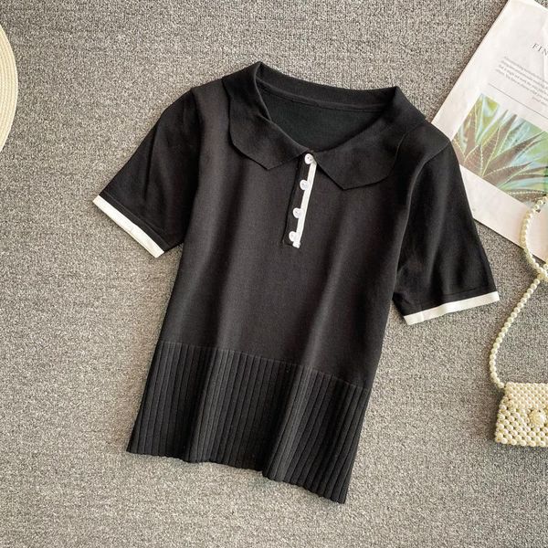women's t-shirt summer trend short sleeve women t shirt loose casual hong kong style lapel knit t-shirts fashion solid color button, White
women's t-shirt summer trend short sleeve women t shirt loose casual hong kong style lapel knit t-shirts fashion solid color button, White
