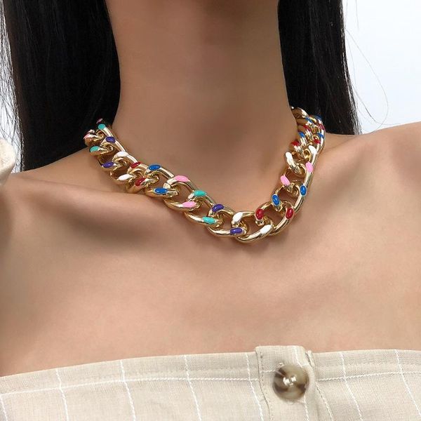 pendant necklaces vintage geometric simple colorful dripping oil crude necklace metal thick chain clavicle for women punk party jewelry gift, Silver
pendant necklaces vintage geometric simple colorful dripping oil crude necklace metal thick chain clavicle for women punk party jewelry gift, Silver