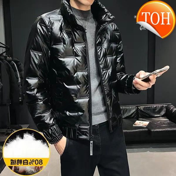 new down jacket stand collar men's short autumn and winter trend fashion bright face light coat tide brand, Black 
new down jacket stand collar men's short autumn and winter trend fashion bright face light coat tide brand, Black