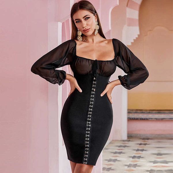 party luxury dresses long sleeved mh low neck field exposed perspective bandage hip wrap sexy, Black
party luxury dresses long sleeved mh low neck field exposed perspective bandage hip wrap sexy, Black