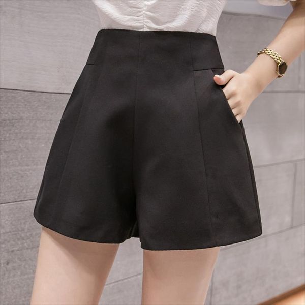 white summer high waist womens short wide leg korean elegant plus size woman ladies loose suit pants, White;black
white summer high waist womens short wide leg korean elegant plus size woman ladies loose suit pants, White;black