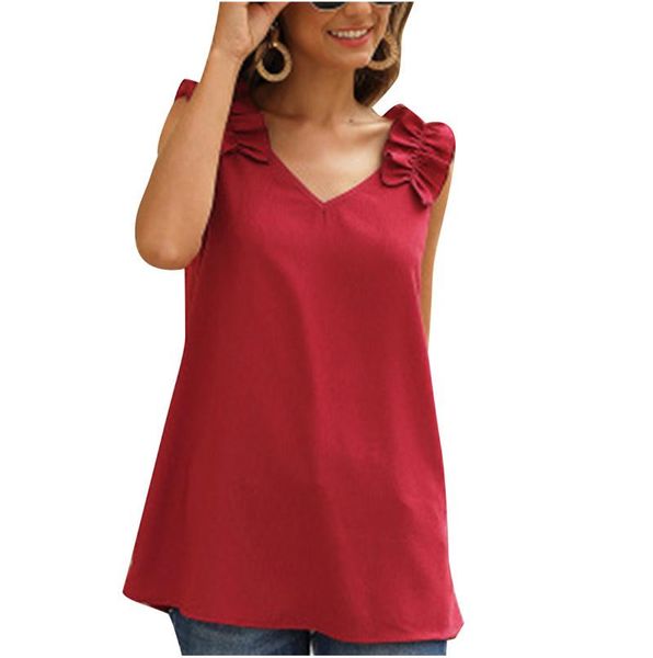 women's t-shirt fashion summer women sleeveless ruffles loose tee elegant v neck tshirt high street famales debardeur femme streetwear, White
women's t-shirt fashion summer women sleeveless ruffles loose tee elegant v neck tshirt high street famales debardeur femme streetwear, White