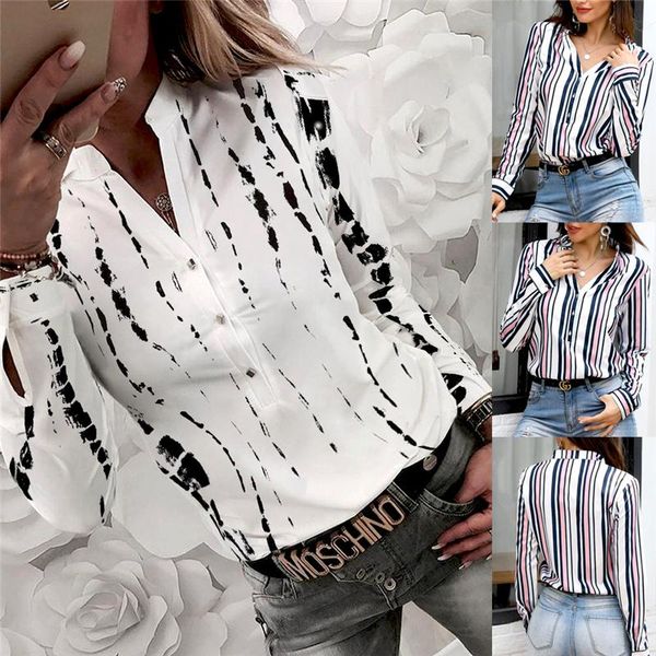 women's blouses & shirts stripe blouse long sleeve chiffon v-neck casual women and office shirt lady blusas camisa, White
women's blouses & shirts stripe blouse long sleeve chiffon v-neck casual women and office shirt lady blusas camisa, White