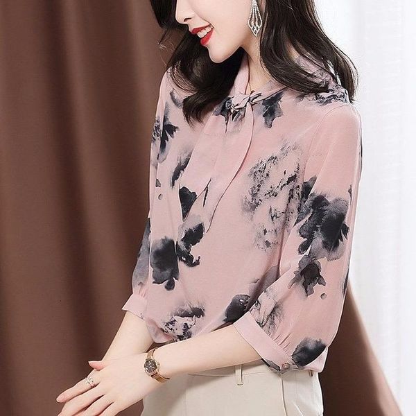 3 4 sleeve chiffon shirt female bowknot fashion scarf collar ink printing loose slim simple style blouses pullover women spring, White
3 4 sleeve chiffon shirt female bowknot fashion scarf collar ink printing loose slim simple style blouses pullover women spring, White