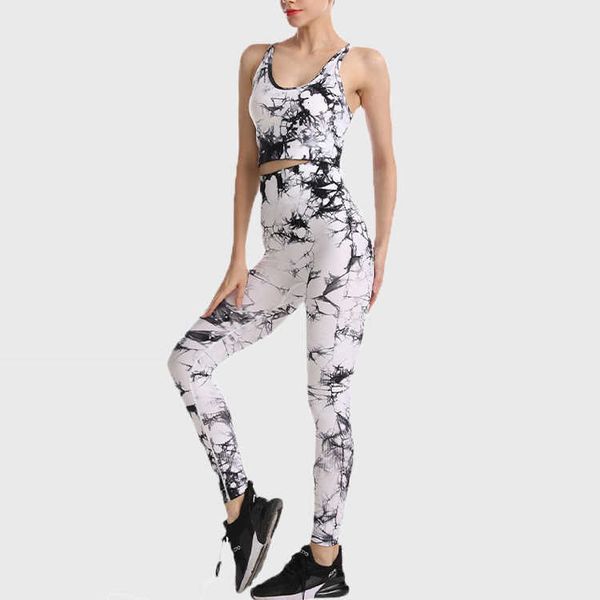 seamls tie dyed yoga suit back sports bra high waist hip lifting quick drying fitns tights, Gray
seamls tie dyed yoga suit back sports bra high waist hip lifting quick drying fitns tights, Gray