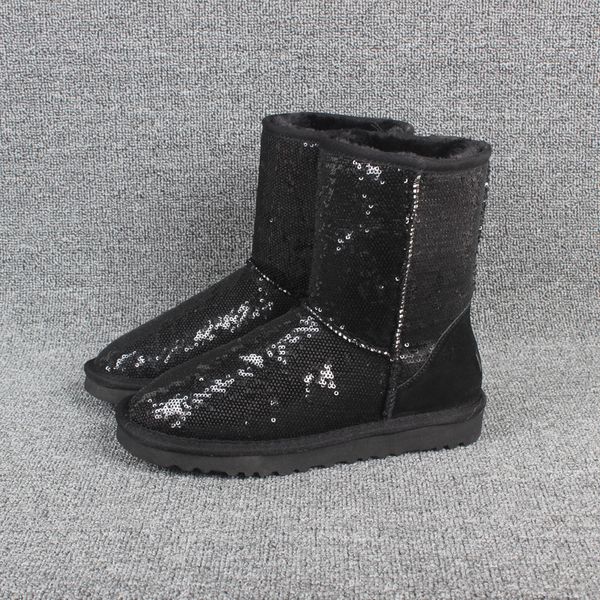 

women glitter boots sequin wgg classic designer snow winter boots ankle mini short knee sparkles button bling boot direct selling black pink