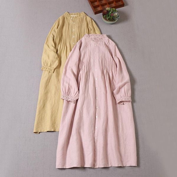 casual dresses japanese female loose linen dress lace collar long-sleeved early autumn, Black;gray
casual dresses japanese female loose linen dress lace collar long-sleeved early autumn, Black;gray