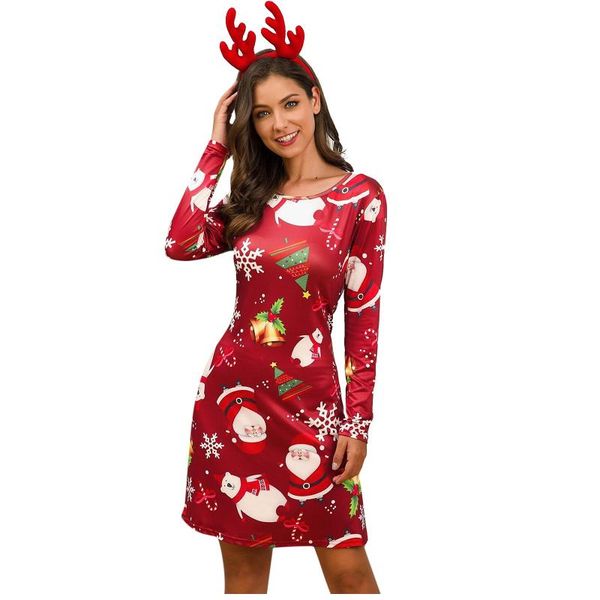 casual dresses christmas party women autumn winter long sleeve o neck deer snowman print xmas dress, Black;gray
casual dresses christmas party women autumn winter long sleeve o neck deer snowman print xmas dress, Black;gray