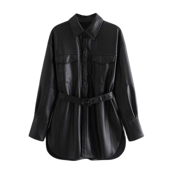 women's leather & faux 2022 fashion mid-length lapel shirt long-sleeved jacket spring autumn long pu coats women black outerwear d210
women's leather & faux 2022 fashion mid-length lapel shirt long-sleeved jacket spring autumn long pu coats women black outerwear d210