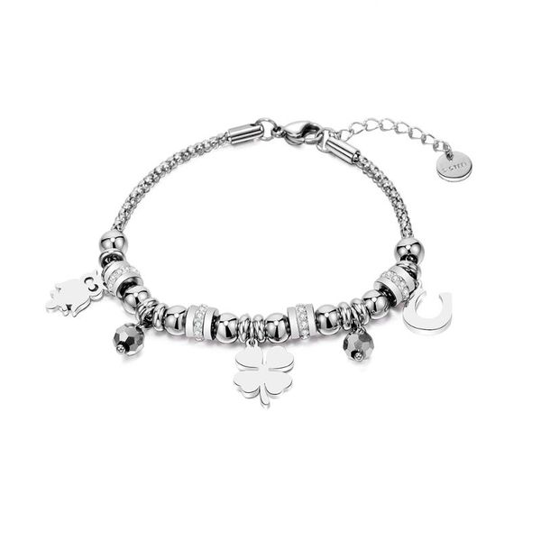 charm bracelets trendy stainless steel silver color clover bracelet luxury accessorie pendant beads for women crystal jewelry wholesale, Golden;silver
charm bracelets trendy stainless steel silver color clover bracelet luxury accessorie pendant beads for women crystal jewelry wholesale, Golden;silver
