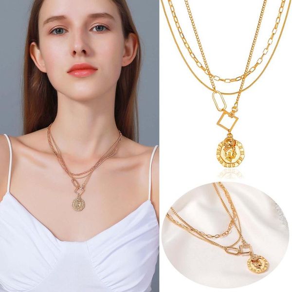 pendant necklaces 3-layer metal coin necklace retro pendant, modern women's necklace, long all-match, sweater ladies gift, Silver
pendant necklaces 3-layer metal coin necklace retro pendant, modern women's necklace, long all-match, sweater ladies gift, Silver