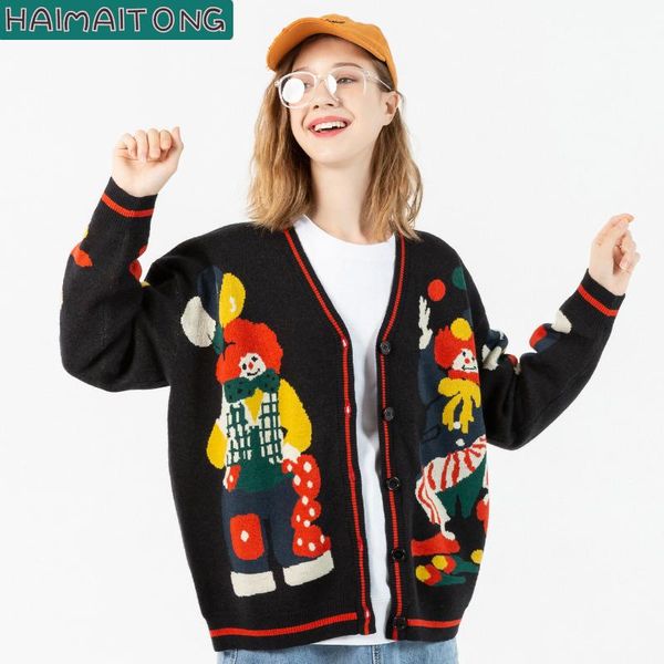 men's sweaters lacible harajuku knitted sweater women cardigan oversize streetwear knit jumper funny clown print cotton unsiex coats, White;black
men's sweaters lacible harajuku knitted sweater women cardigan oversize streetwear knit jumper funny clown print cotton unsiex coats, White;black