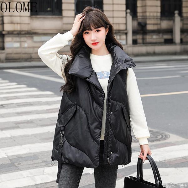 women's vests olome turn down collar autumn winter vest solid zipper pockets ladies loose sleeveless jacket thick female, Black;white
women's vests olome turn down collar autumn winter vest solid zipper pockets ladies loose sleeveless jacket thick female, Black;white