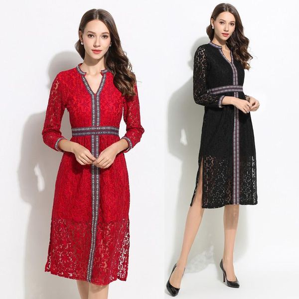 casual dresses elegant vintage fashion women lace slim tunic high waist evening party dress lady v neck long sleeve split midi, Black;gray
casual dresses elegant vintage fashion women lace slim tunic high waist evening party dress lady v neck long sleeve split midi, Black;gray