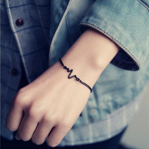charm bracelets korean fashion black gun color bracelet heart beat ecg resizable bangle for women men girlfriend gift jewelry b29.01, Golden;silver
charm bracelets korean fashion black gun color bracelet heart beat ecg resizable bangle for women men girlfriend gift jewelry b29.01, Golden;silver