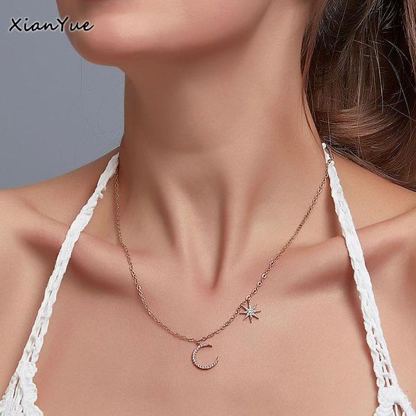 pendant necklaces sweet rhinestone moon star necklace charm gold silver color clavicle chain for women female trendy jewelry
pendant necklaces sweet rhinestone moon star necklace charm gold silver color clavicle chain for women female trendy jewelry