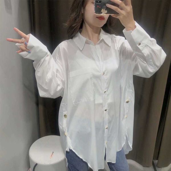 loose full solid women shirts style long turn down collar blouses 210615, White
loose full solid women shirts style long turn down collar blouses 210615, White