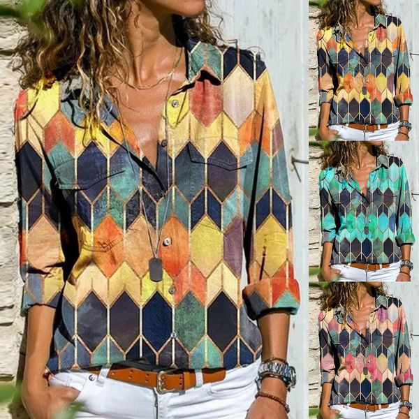 women blouses beach loose blouse printing shirt women long sleeve turn down collar hexagon print buttons shirt loose blouse, White
women blouses beach loose blouse printing shirt women long sleeve turn down collar hexagon print buttons shirt loose blouse, White