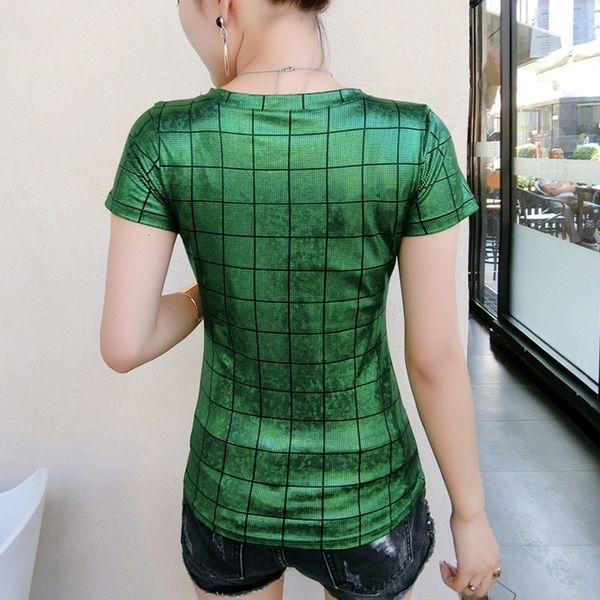 2021 new summer european clothes t-shirt chic sequins gilding plaid women ropa mujer short sleeve bottoming shirt tees t06322 ow6g, White
2021 new summer european clothes t-shirt chic sequins gilding plaid women ropa mujer short sleeve bottoming shirt tees t06322 ow6g, White