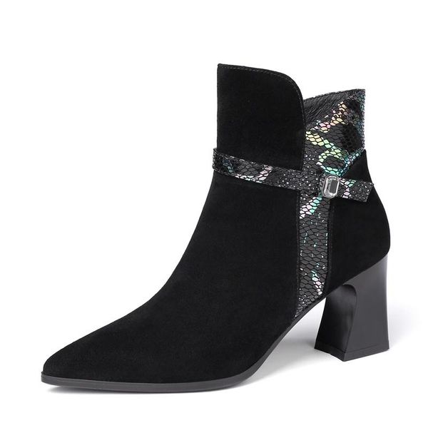boots 2021 women british style leather velvet stretch casual fashion internal european and american all match, Black
boots 2021 women british style leather velvet stretch casual fashion internal european and american all match, Black