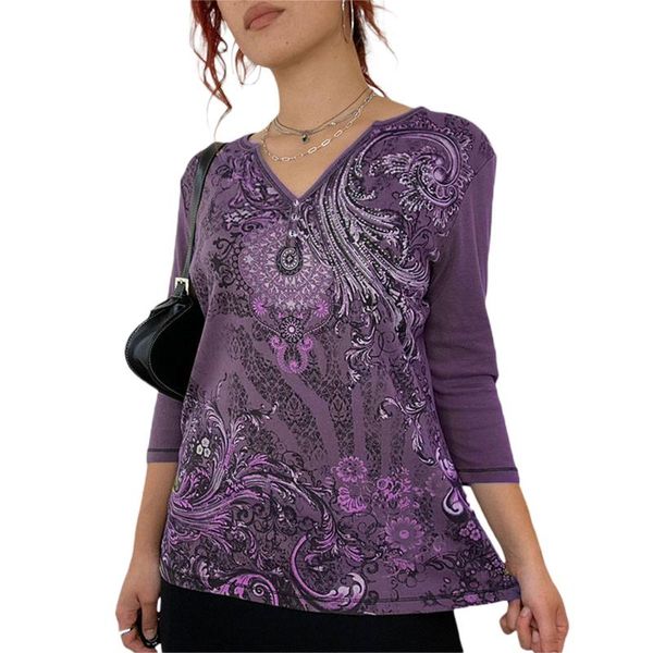 women's t-shirt women retro floral shirt blouse laides casual long sleeve v neck club party street t-shirts for female autumn clothes, White
women's t-shirt women retro floral shirt blouse laides casual long sleeve v neck club party street t-shirts for female autumn clothes, White