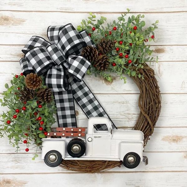 decorative flowers & wreaths christmas truck wreath vintage handmade rattan garland plaid bow front door pendant for home garden farmhouse d
decorative flowers & wreaths christmas truck wreath vintage handmade rattan garland plaid bow front door pendant for home garden farmhouse d